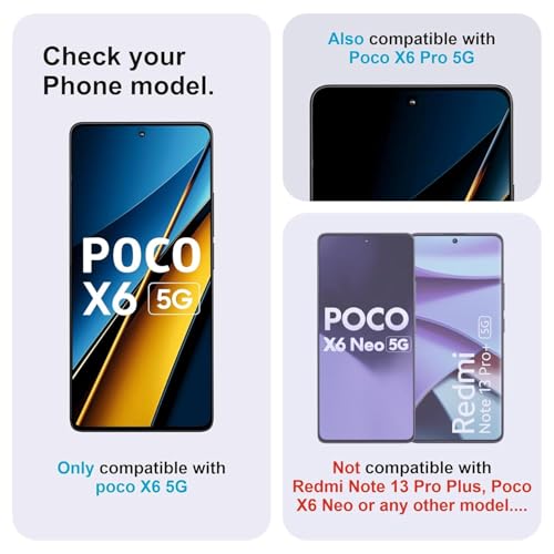Image of SHILD Tempered Glass Screen Protector Compatible for X6 Pro 5G / Poco X6 5G / Poco F6 / Poco F5 / Poco X6 Neo - 6.67-Inch Display - Full Edge-to-Edge Coverage 9H Hardness, Easy Installation Kit