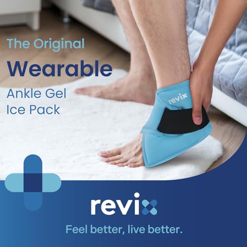 Image of REVIX Ankle Ice Pack Wrap for Plantar Fasciitis & Foot Pain Relief, Reusable Gel Cold Compress Wrap for Feet Swelling, Achilles Tendonitis, and Sprained Ankles Recovery