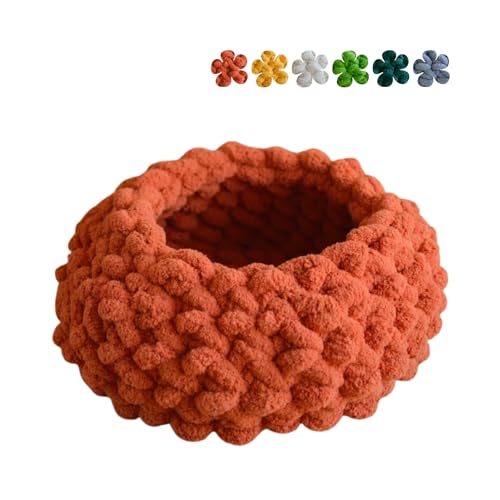 Urnat Cat Nest Bed - Premium Self Warming Handwoven Washable Extra Soft Round Cave House for Indoor Kitten & Kitty, Small & Large (MapleLeaf Red,Medium)