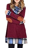 Ancapelion Damen Langarm Minikleid Kariertes Kleid Rollkragen Strickkleid A-Linie Sweater Herbstkleid Lose Kleider Pullover Kleid für Winter Herbst