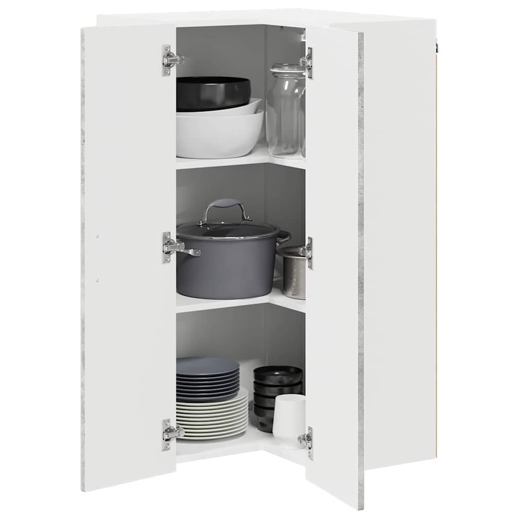 vidaXL Wall Corner Cabinet LUCCA Concrete Grey 57 x 57 x 100 cm, Modern Kitchen Solutions, Rectangular Wooden Panel, Durable Dishwasher Cover, Appliance Concealer, Space Saver Design — image 1