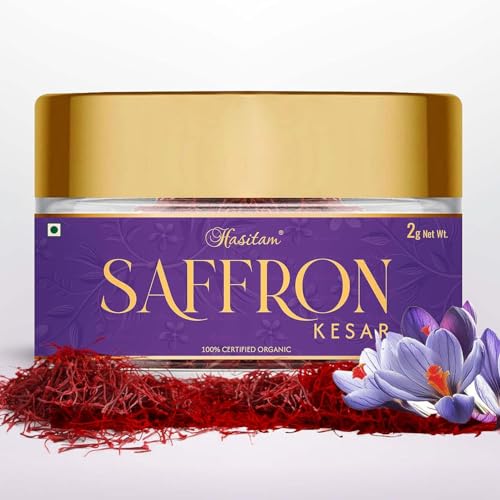 Image of Hasitam (2gm) Pure Original Kashmiri Saffron /Kesar /Kumkuma Puvvu | Certified highest Grade A | Saffron for pregnant women, Pooja rituals & Food aroma