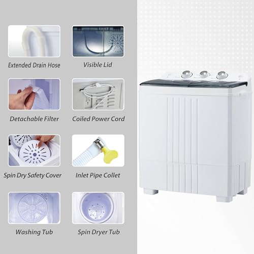 image for HABUTWAY Portable Washing Machine 20Lbs Capacity Washer&Dryer Combo Tw