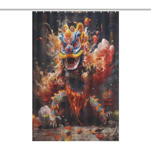Rideau de douche de qualité supérieure en tissu polyester imperméable lion danc 122x183cm
