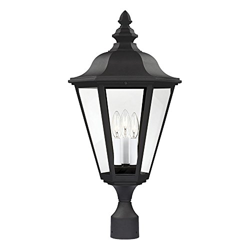 Sea Gull Lighting 8231-12 Brentwood Outdoor Post Lantern Outside Fixture, Three - Light, Black