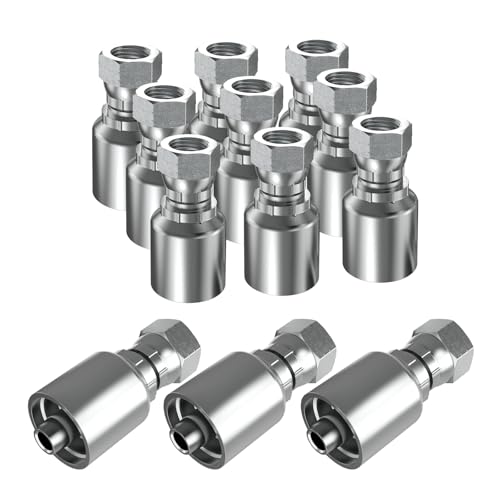 Image of 12PCS 3 /8 inch JIC 37 Female Hydraulic Hose Fittings, Hydraulic Hose Crimp Fitting Ends for Air Hose Repair Kit