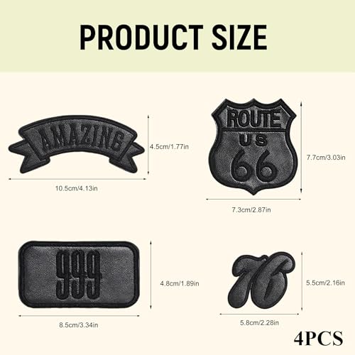 Image of Black Patches for Clothes, Leather Repair Patch, 4 Pcs Black Self-Adhesive Repair Patches - No-Sew Fabric Stickers for Down Jackets, Leather Coats, Bags & Clothing
