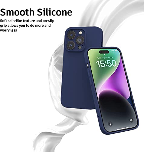 Image of Elzzi Microfiber Square Candy Case Compatible for iPhone 14 PRO MAX, Shockproof Slim Back Cover Gel Rubber Liquid Silicone Case - Blue