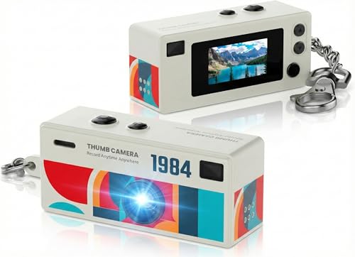 Image of Jumbao G6 Keychain Digital Camera - Mini Digicam with 1080P Video & 0.96 inch LCD Screen, Retro Film Simulation Style, 130 Wide Angle Bag Charm Camera for Beginners Teens and Adults (White)