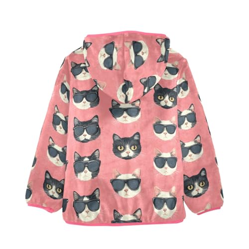 Sunglasses Cool Cat Girls Fleece Jacket Girls Fall Jacket Girl Coats Zip Up Hoodie Children Sherpa Warm Outerwear 2-10T2