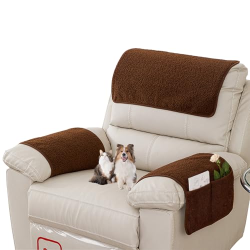 Obliqwin Armrest Covers - Arm Chair Covers Set of 3 Recliner...
