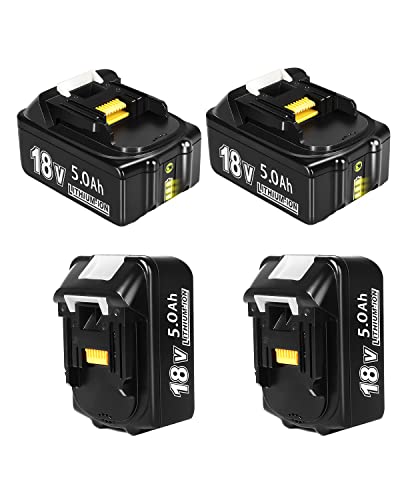 Bsioff Batterie de Remplacement BL1850B 18V 5.0Ah Compatible avec Makita BL1850B BL1830B BL1840 BL1840B BL1850 BL1850B BL1860B BL1890 BL1815 BL1825 BL1835 BL18 avec Voyant Lumineux (Pack de 2) Cover