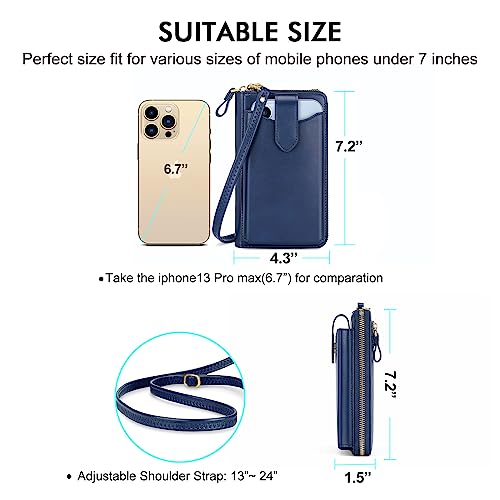Image of Peacocktion RFID Crossbody Wallet Purse for Women Small Travel Cell Phone Purses Trendy Vegan Leather Bags with Card Slots