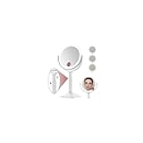 Benbilry 20X Magnifying Mirror with Light, Rechargeable 4000mAh Lighted Makeup Mirror with Magnification, Adjustable Height, 3 Color Modes, 2-Sides Vanity Mirrors for Desk Bathroom Bedroom, White