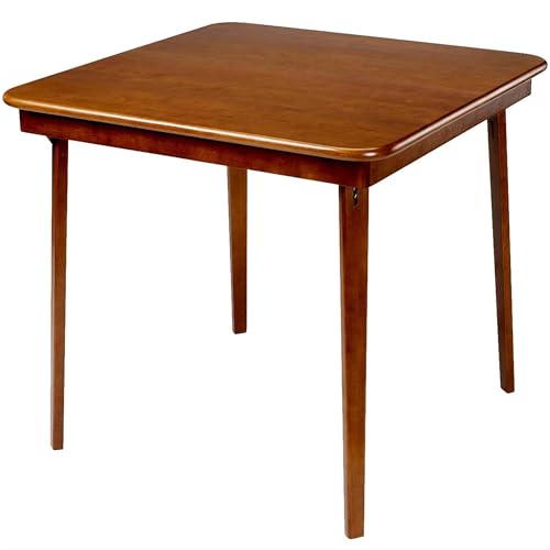 MECO Stakmore Classic Straight Edge Square Wood Folding Card Table, 32' x 32', Fruitwood - Foldable Wooden Tabletop Furniture for Cards, Board Games, Dining, and Extra Seating