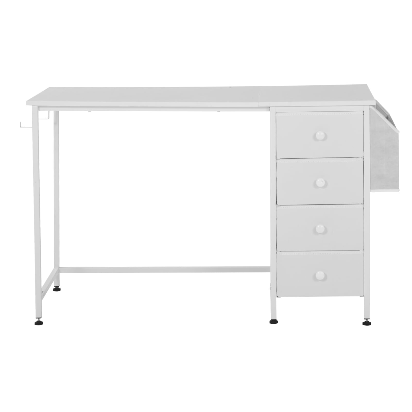 VEVOR Biurko komputerowe z szufladami z tkaniny, dwustronne 120 cm do nowoczesnego biura domowego sypialni, prosty nowoczesny stół PC z metalową ramą, biały
