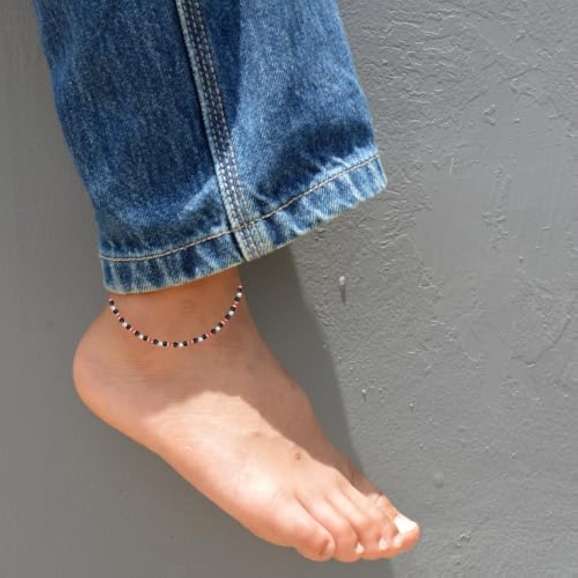 Women's Handmade 925 Sterling Silver Anklet with Beads