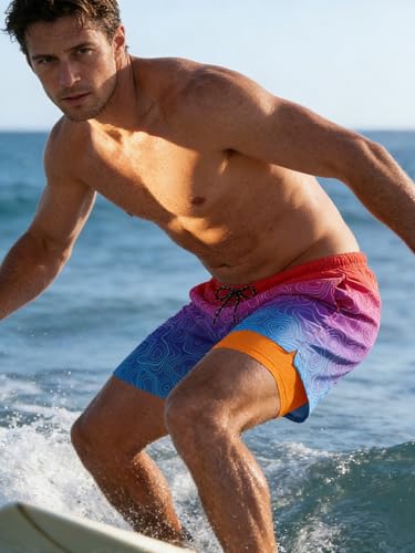 Image of Cozople Mens Swim Trunks 5.5 inch Compression Liner Swim Shorts Boxer Brief Lined Quick Dry Bathing Suit Swimwear