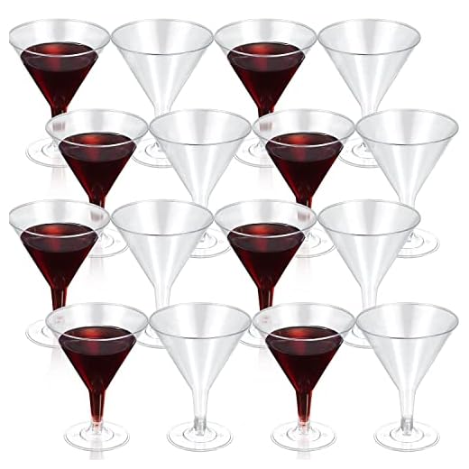 KAHEIGN 36 Piezas Copas de Martini de Plástico, 200ml Copas de Cata de Vino Transparentes Vasos de Fiesta Reutilizables con Tallo para Cóctel Champaña Cerveza Martini Soda Postre (9,5 x 12,5cm)