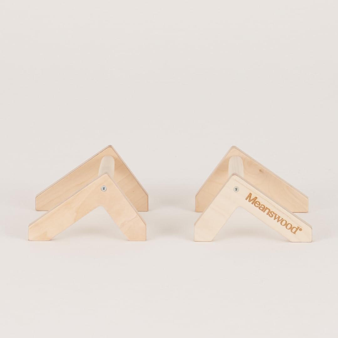 Meanswood Maniglie per Flessioni in Legno – Parallele Basse Calisthenics Professionali per Push Up, Allenamento a Corpo Libero e Barre Flessioni