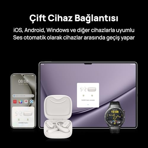HUAWEI FreeArc Açık Tasarımlı Kulaklık, Yüksek Ses Kaliteli Bluetooth Kulaklık, Güvenli Uyum ve Konfor, IP57 Suya Dayanıklılık, 28 Saat Çalma Süresi, Sporcu Kulaklıkları, iOS & Android, Yeşil - Görsel 7
