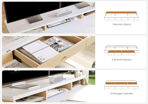 Image of ARTIKEL Valor Pro Electric Height Adjustable Standing Desk with Storage Drawers & Shelves| Sit-Stand Desk for Home Office |Ergonomic Workspace Table (Beige)