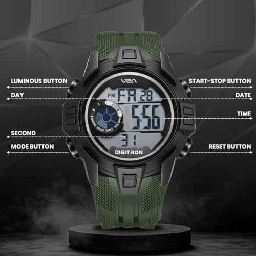 Image of V2A Digitron 2117 Sports Watch for Men & Boys | Alarm, Stopwatch, 12 /24H | 3 ATM Water Resistant | Luminous Display | Gifts for Men & Boys