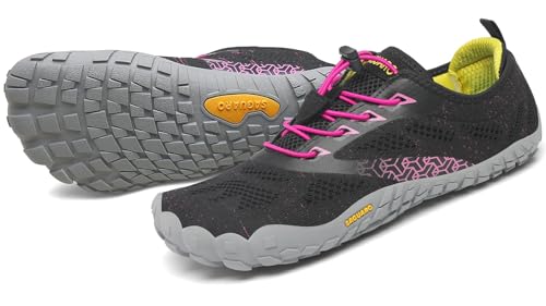 SAGUARO Hombre Mujer Barefoot Zapatillas de Trail Running Minimalistas Zapatillas de Deporte Fitness Zapatos Descalzos para Correr en Montaña Escarpines de Agua, Rosa Magenta, 39 EU