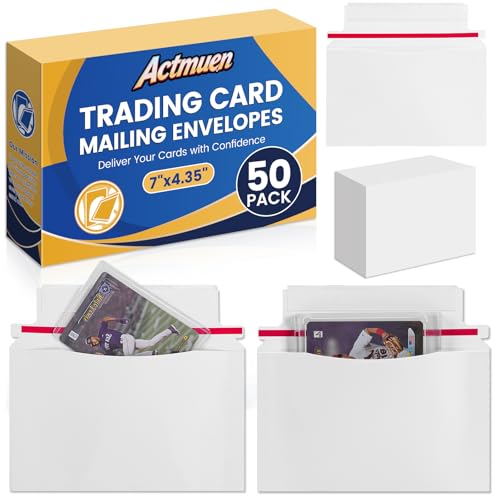 50 Pack Mailer Trading Card Envelopes，7" x 4.35" Trading Card Mailers for Shipping, Perfect Sized Shipping Envelope for Mailing Semi-Rigid and Toploaders, Protector Supplies. by Actmuen - Used condition - US$13.99