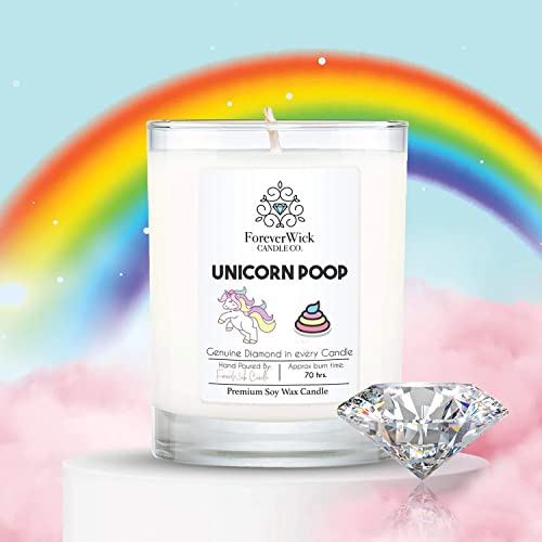 Unicorn Poop Cotton Candy Surprise Candle With Diamond Inside | Foreverwick Candles | Scented Soy Candles Gifts For Women Aromatherapy Candle | Birthday All-Natural Organic Soy Candle 14Oz | 70H #TOP1