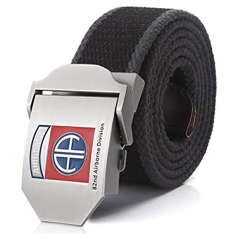 WOFDDH Canvas Belt, Men Women Military Canvas Belt 82Nd Airborne Division Metal Buckle Belt Army Tactical Belts Cover
