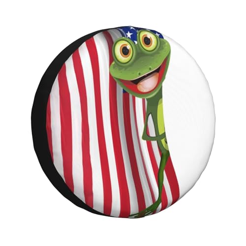 Image of Funny Frog Spare Tire Cover Trailer Tire Covers Weatherproof Wheel Protector Fit for Rv Trailer Truck Travel Trailers Accessories 17 inch Wheel Us Flag-Frog