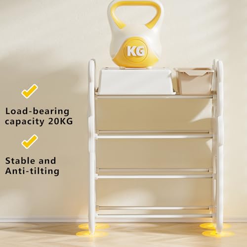 بيونتي منظم تخزين العاب للاطفال، صناديق العاب كبيرة للاطفال، صناديق تخزين العاب للاطفال، رف تخزين العاب الاطفال في السيارة، منظم صندوق العاب لغرفة لعب الاطفال (ابيض-بي)