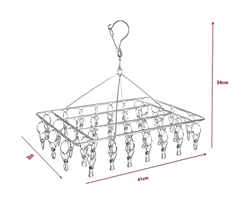 DARUITE Stainless Steel Sock Drying Rack with 36 Pegs Metal Sock Hanger With Clips for Washing Line Laundry Dryer Rack Clothes Airer for Socks and Underwear(1 Pack) - Image 2