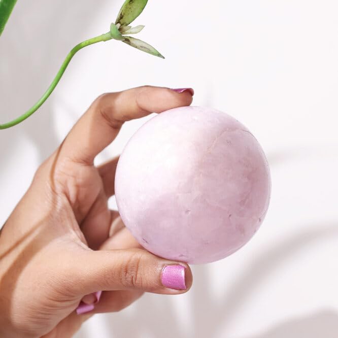 Image of Natural Pink Amethyst Crystal Ball 150-200 Gm with Wooden Stand | Polished Healing Crystal Sphere for Reiki, Meditation, Feng Shui, Vastu Decor & Crystal Collection