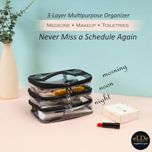 Image of ELDE 3-Layer Multipurpose Organizer Pouch for Travel & Home | Medicine Organizer and Medicine Box for Home | Morning-Noon-Night Slots | Makeup Organisers & Toiletry Bag | Pill Storage Bag (2)