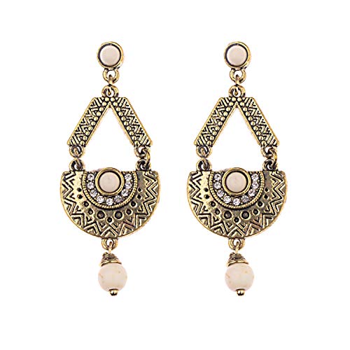 Punk hippies clásicos hacen viejo oro azul pino colgante geométrico minimalista personalidad Nepal pendientes pernos Oro