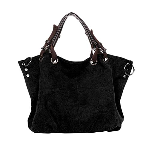 Bolsa Hobo Tendycoco de algodão para mulheres (preta), Preto, 25 * 15 cm