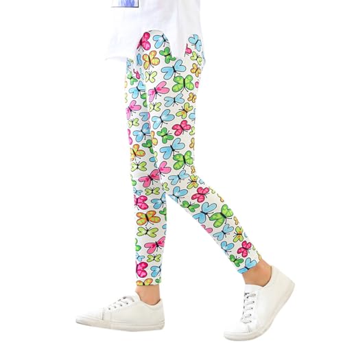 Leggings hasta los Tobillos para niñas con Estampado de Flores Pantalones elásticos clásicos Cintura elástica cómoda