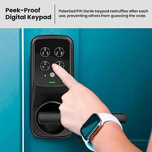 Lockly Secure Plus, Bluetooth Smart Lock, Keyless Entry Door Lock, Pin Genie® Keypad, 3D Biometric Fingerprint Sensor, Auto Lock - Matte Black (Pgd628Fmb) - Latch Edition #TOP2