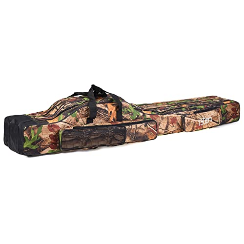 doorslay Fishing Bag Portable Folding Fishing Tackle Storage Bags Oxford Fishing Rod Case Fishing Pole Bag Carry Organizer Waterproof for Fishing Camping Hiking Traveling Tree Camouflage