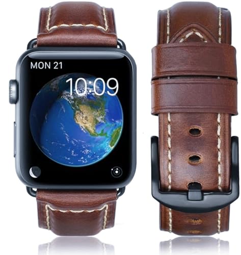 Image of HUAFIY Compatible for Apple Watch Bands 42mm 44mm45mm46mm 49mm 38mm 40mm41mm, Genuine Leather Band Strap for iWatch Series 11 /10 /9 /8,7,6,5,4,3,2,1, Ultra3 2 1
