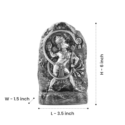 Image of Artarium Kesari Nandan Hanuman Idol Bold Divine Sculpture for Home Temple Decor, Symbol of Strength, Devotion, Protection, and Courage Handcrafted Spiritual Masterpiece (Silver Finish | 6 Inch)