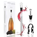 Weinkühlstab aus Edelstahl mit Ausgießer,Weinkühler Stab mit Ausgießer I Weinkühlstäbe + Weinausgießer + Flaschenöffner + Flaschenverschluss I Weinkühler Set Geschenk für Die Meisten Flaschen