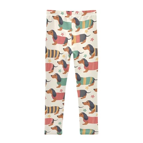 Wusikd Cute Dachshunds Girls Leggings Toddler Doodles Kids Yoga Pants Dance Active Tights 4T2