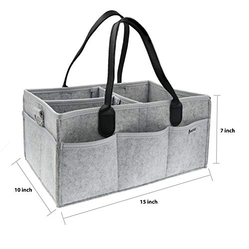 HOMEVAGE Diaper Caddy Caddies Organizer, Baby Cloth Diapering, Tote Bag, Nursery Storage Bin for Changing Table, Portable Car Travel Organizer (Light Grey) - Thumbnail 3