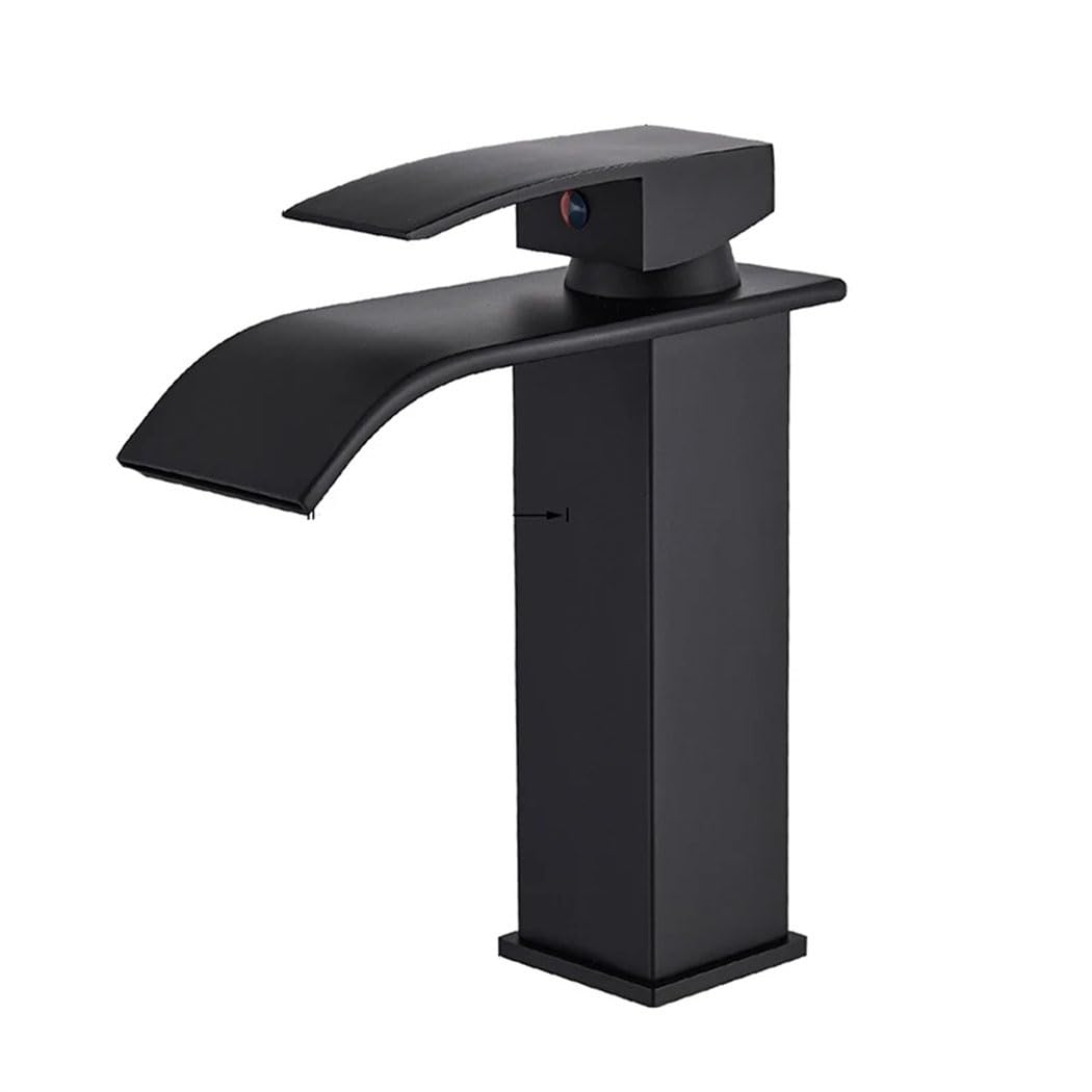Robinet de lavabo noir mat en laiton avec mitigeur cascade eau chaude et froide