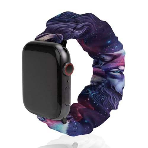 ���߉\�ȃ\�t�g�|���G�X�e�������p�X�g���b�v Apple iWatch�p�APurple Universe Galaxy Space Magic Wolf Art�A�j�����p 38mm/40mm 42mm/44mm