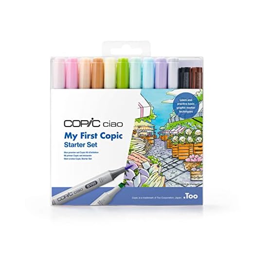 Copic Ciao - Juego de 12 rotuladores de colores My First Starter, para arte y manualidades, colorear, gráficos, resaltadores, diseño, anime, profesionales y principiantes, suministros de arte y libros