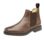 Mens Roamers Leather Chelsea Boots Cushioned leather lining (13 UK, Brown)